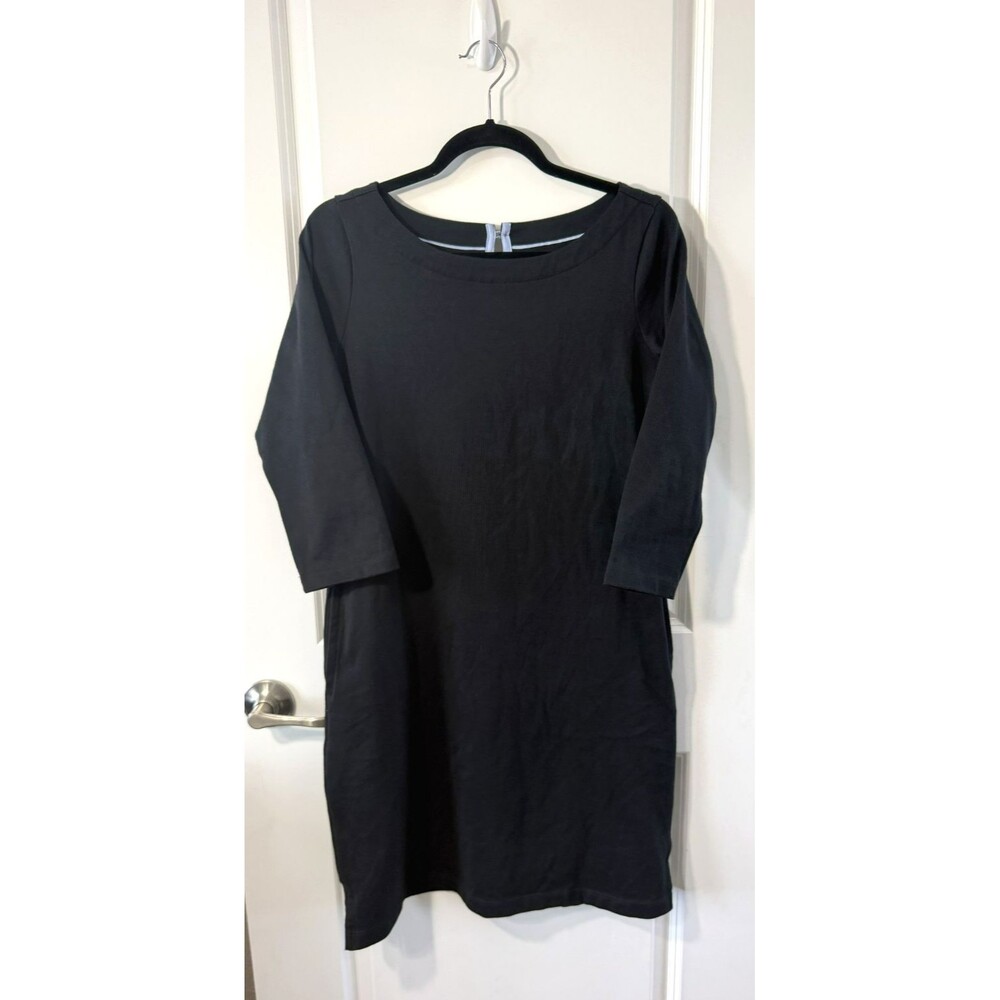 LL Bean Cotton Knit Shirt Dress XS Midi Long Sleeve Shift Basic Staples comfort